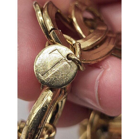 Talbots Gold Tone Chain Statement Necklace with Black Seed Beed Chunky Links - Picture 5 of 6